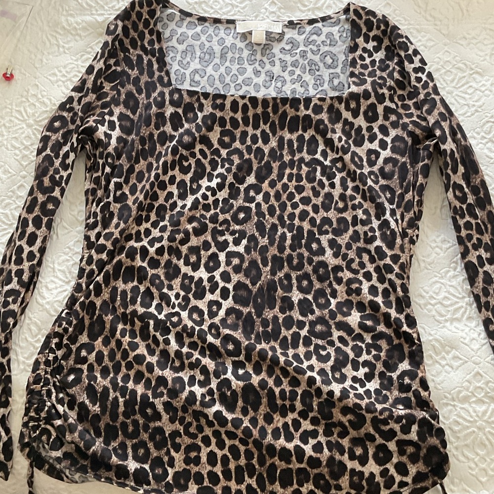 Michael Kors Animal Print Long Sleeve Top